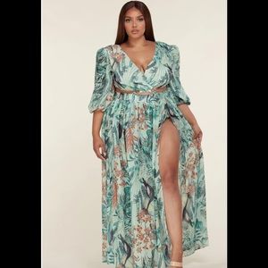 Maxi Sage Tropical Dress